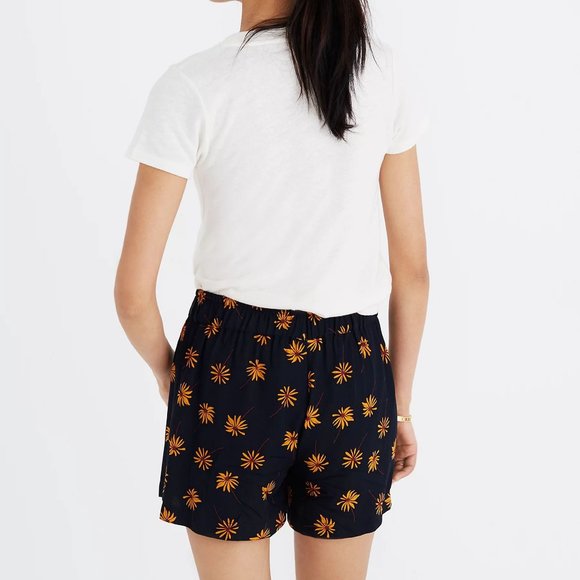 Madewell shorts Medium Pull-On Tie Fresh Daisies floral print elastic waist - Picture 16 of 16